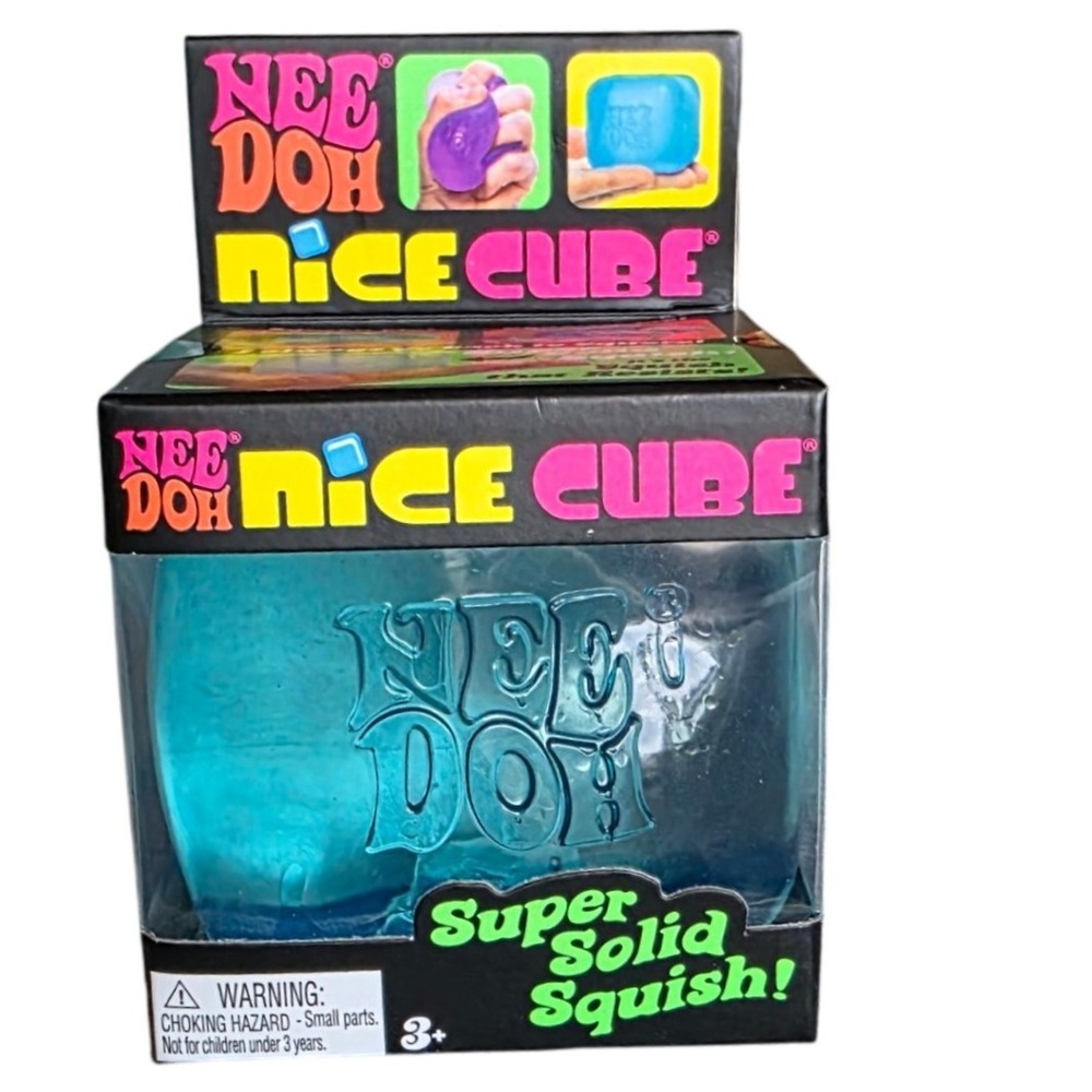 New NeeDoh Nice Cube Blue Super Solid Squish Fidget Stress Ball Toy
